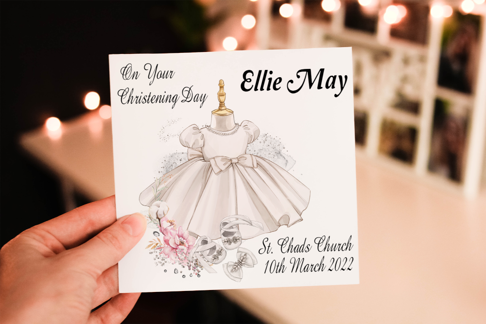Baby Girl Christening Card, Congratulations for Christening